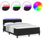 vidaXL Lit à ressorts avec matelas et LED Noir 140x190 cm Tissu