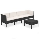 vidaXL Salon de jardin 5 Pièces avec coussins résine tressée noir