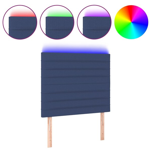 vidaXL Tête de lit à LED Bleu 100x5x118/128 cm Tissu