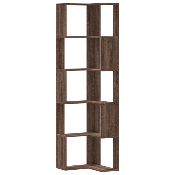 vidaXL Bibliothèque d'angle à 5 niveaux chêne marron bois d'ingénierie