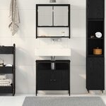 vidaXL Ensemble de mobilier de salle de bain avec étagère 2 Pièces Noir
