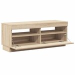 vidaXL Meuble TV avec lumières LED chêne sonoma 100x35x40 cm
