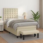 vidaXL Sommier à lattes de lit avec matelas Crème 100x200cm Similicuir