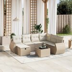 vidaXL Salon de jardin avec coussins 8 Pièces beige résine tressée