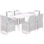 vidaXL Ensemble à manger de jardin et coussins 7 Pièces marron rotin