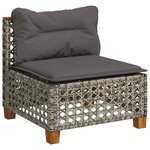vidaXL Salon de jardin 8 Pièces avec coussins gris résine tressée