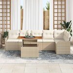 vidaXL Ensemble de canapé de jardin 7 Pièces Beige Poly rotin