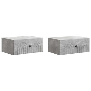 vidaXL Cabinet de chevet mural 2 Pièces Gris béton 49 x 34 5 x 20 cm
