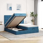 vidaXL Cadre de lit ottoman avec matelas bleu foncé 200x200 cm velours