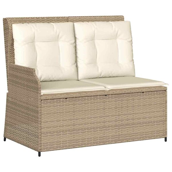 vidaXL Banc de jardin avec coussin Beige Poly rotin