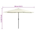 vidaXL Parasol d'extérieur avec mât en métal 390 cm blanc sable