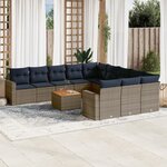 vidaXL Salon de jardin avec coussins 12 Pièces gris résine tressée