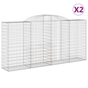 vidaXL Paniers à gabions arqués 2 Pièces 300x50x140/160 cm fer galvanisé