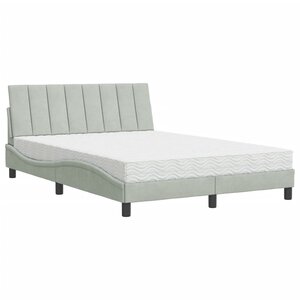 vidaXL Lit avec matelas Hanko gris clair 120x200 cm velours