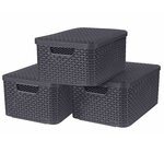 Curver Boîtes de rangement Style avec couvercle 3 Pièces M Anthracite