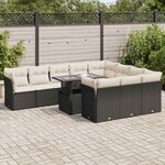 vidaXL Salon de jardin 11 Pièces avec coussins noir résine tressée