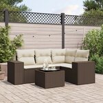 vidaXL Salon de jardin avec coussins 5 Pièces marron résine tressée