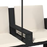 vidaXL Canapé de jardin 2 places avec parasol et tabourets noir rotin