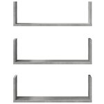 vidaXL Étagères murales 3 Pièces gris béton 58x18x18 cm bois d'ingénierie