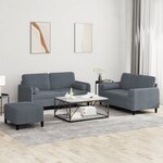 vidaXL Ensemble de canapés 3 Pièces avec coussins gris foncé velours