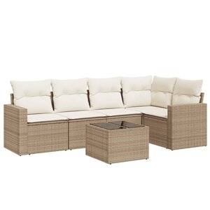 vidaXL Salon de jardin avec coussins 6 Pièces beige résine tressée