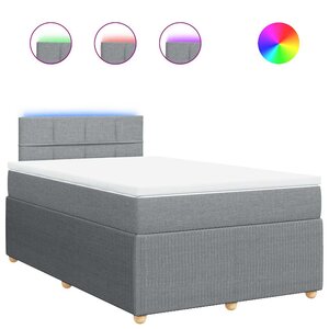 vidaXL Sommier à lattes de lit avec matelas Gris clair 120x200cm Tissu