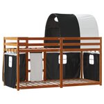 vidaXL Lit superposé avec rideaux blanc/noir 75x190 cm bois pin massif