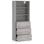 vidaXL Buffet haut Sonoma gris 69 5x34x180 cm Bois d'ingénierie