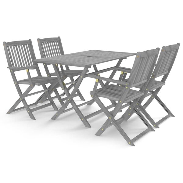 vidaXL Ensemble à manger de jardin 5 Pièces Bois d'acacia massif Gris