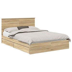 vidaXL Lit de Rangement Chêne Sonoma 140 x 190 cm Bois d'ingénierie