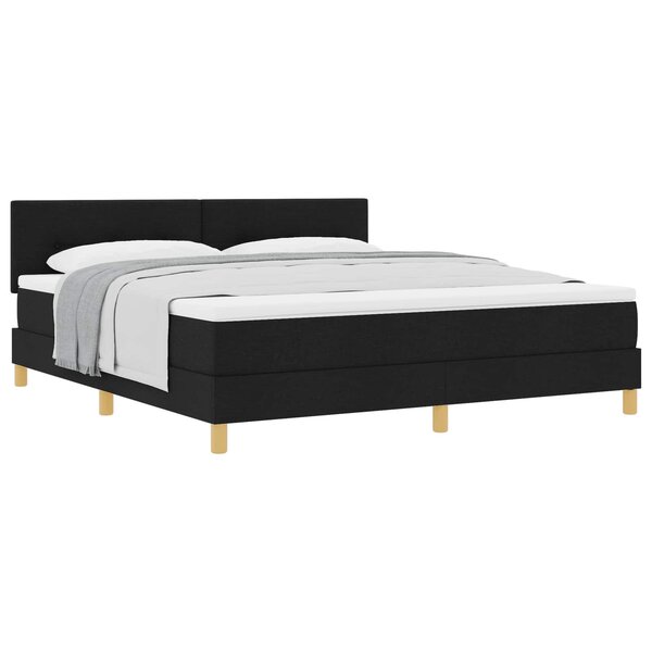 vidaXL Lit à ressorts avec coussin Noir 180 x 200 cm tissu