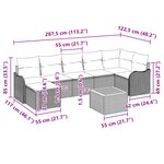 Ensemble de Sofa de Jardin 8 Pièces avec Coussins Noir Poly Rattan Acacia