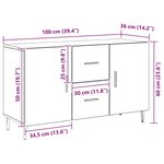 Buffet Noir Chêne vidaXL 100x36x60 cm en bois d'ingénierie