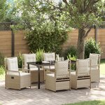 vidaXL Ensemble de Salle à Manger de Jardin de 7 Pièces Beige Rattan Synthétique