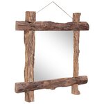 vidaXL Miroir à bûches Naturel 70x70 cm bois de teck recyclé