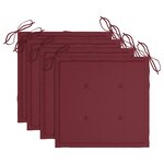 vidaXL Chaises de jardin avec coussins rouge bordeaux lot de 3 Teck