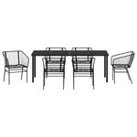 vidaXL Set de salle à manger de jardin 7 pièces en poly rattan noir