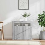 vidaXL Buffet avec lumières LED sonoma gris 80x35x75 cm