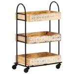 vidaXL Chariot de cuisine à 3 niveaux 46x30x76 cm Bois de manguier