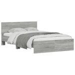 vidaXL Cadre de lit avec tête de lit et LED sonoma gris 120x190 cm