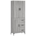 vidaXL Buffet haut Sonoma gris 69 5x34x180 cm Bois d'ingénierie