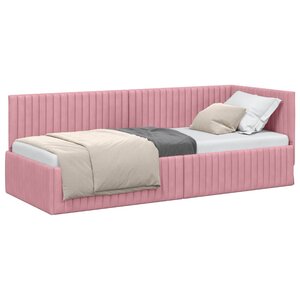 vidaXL Cadre de lit d'angle Rose 80 cm x 200 cm Velours