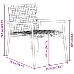 vidaXL Chaises de jardin 2 Pièces noires  dimensions 79x56x73 5 cm en osier synthétique.
