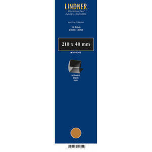 Bandes Klemmfix double soudure 210 x 48 mm pour timbres-poste. Fond - Noir