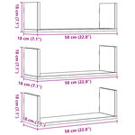 vidaXL Étagères murales 3 Pièces blanc 58x18x18 cm bois d'ingénierie