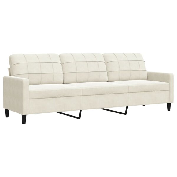 vidaXL Canapé à 3 places Crème 210 cm Velours