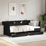 vidaXL Lit de jour avec tiroirs sans matelas noir 90x200 cm