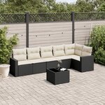 vidaXL Salon de jardin 7 Pièces avec coussins noir résine tressée