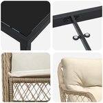 vidaXL Ensemble de Dîner de Jardin de 7 Pièces avec Coussins Beige en Rattan Poly