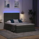 vidaXL Lit de rangement LED avec matelas Gris foncé 140 x 190 cm Tissu